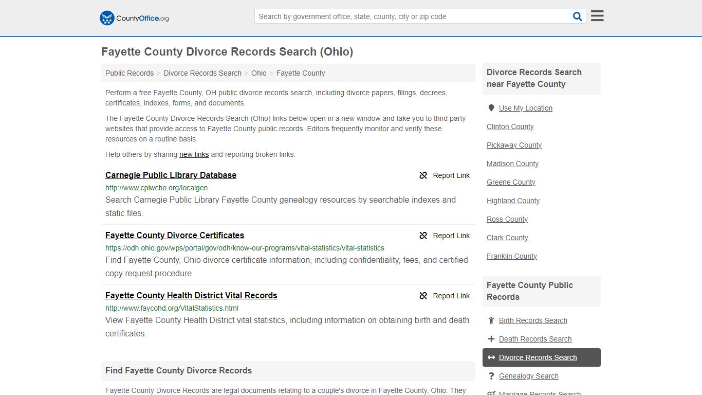 Divorce Records Search - Fayette County, OH (Divorce Certificates ...