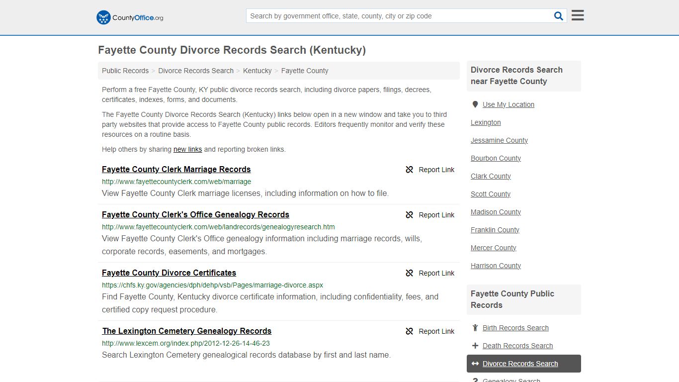 Fayette County Divorce Records Search (Kentucky) - County Office