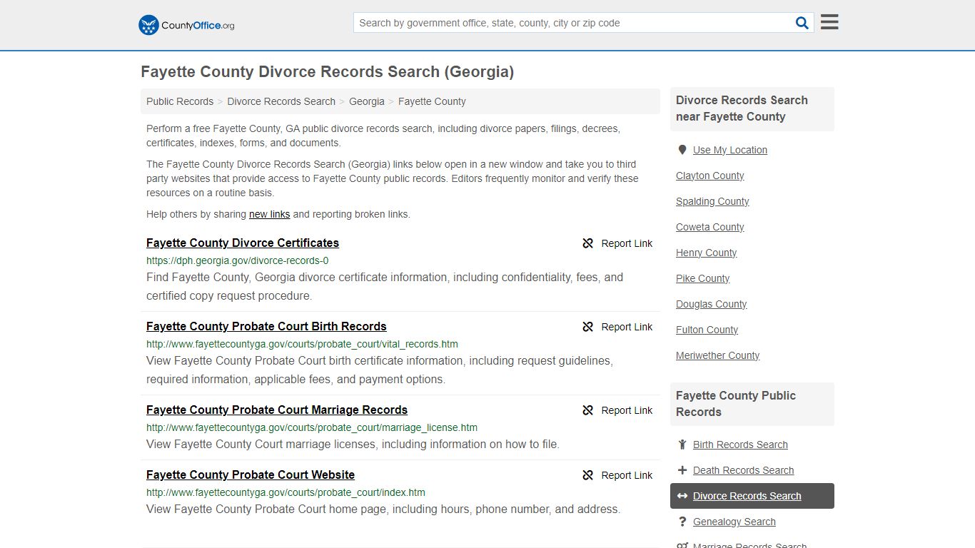 Fayette County Divorce Records Search (Georgia) - County Office